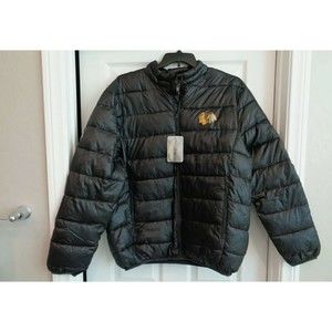 Fanatics Chicago Blackhawks NHL Black Polyester Puffer Jacket, Mens Sz (S)